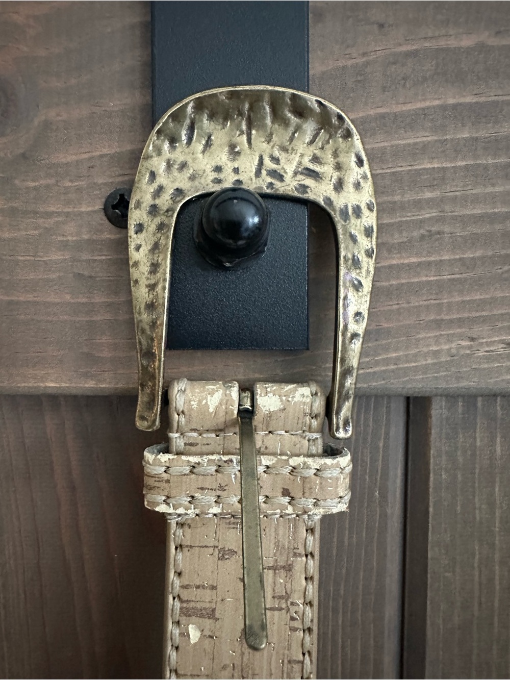 Women's Beige Textured Leather Belt - Neutral Fashion Accessory